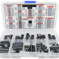 IC Assortment Box 75 pcs, PC817c, NE555, LM358, LM324, JRC4558D, LM393, LM339, NE5532, LM386, PT2399, TDA2822, TDA2030A, UC3842A