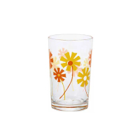 【ADERIA】日本製昭和系列復古花朵水杯200ML-橘菊款(昭和 復古 玻璃杯)