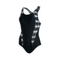 SPEEDO 女運動連身泳裝-海邊 游泳 沙灘 戲水 泳衣 連身泳衣 SD8128913503 黑白