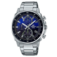 EDIFICE 前衛漸層風格設計碼錶圈計時腕表-湛藍面x黑框(EFV-600D-2A)/43.8mm
