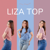 Atasan Wanita Kaos Lengan Pendek Liza Top Kerut Samping Korean Cute Girl Style Cotton Combed Premium