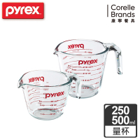 【美國康寧】Pyrex耐熱玻璃單耳量杯2入組(500ML+250ML)