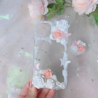 Handmade For Samsung s20 FE case DIY 3D Flower phone shell galaxy note 20 ultra fairy butterfly creamy cover mobile holder gift