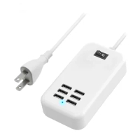 6 Ports USB Charger Hub Desktop AC Power Wall Travel Charging Adapter Charging Station 100PCS/lot