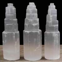 10-20cm Natural quartz crystal selenite tower lamp reiki healing home decor mineral specimen collection