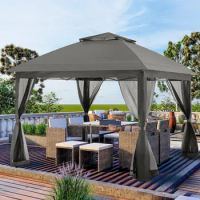 11x11/13X13FT Pop Up Gazebo Canopy Tent, Patio Outdoor Gazebo Tent with Mosquito Netting Outdoor Canopies,Beige