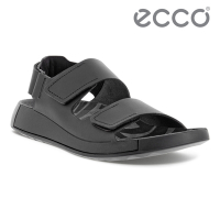 ECCO 2ND COZMO M 科摩可調式休閒皮革涼鞋 男鞋 黑色