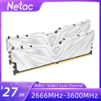Netac Ram Memory DDR4 3600MHz 3200MHz 2666MHz Dual Channel DDR4 Kits 16GB 8GB x2 XMP2.0 Heatsink for PC Desktop X99 Motherboard