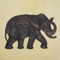 泰國實木手工雕刻大象掛板 東南亞風格實木墻面裝飾壁飾 客房掛飾1入