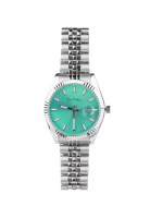 Pierre Cardin Watches Roli Stainless Steel Date Watch with Fluted Bezel in Tiffany Blue