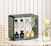 包包收納盒 奢侈品透明展示收納盒 模型手辦盲盒收納 架子防塵置物盒【大號常規款綠色（一個隔板）】#DADADI