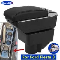 For Ford Fiesta Armrest Car Storage Box For Ford Fiesta 3 Car Armrest Box 2011-2018 Accessories PU Leather easy installation