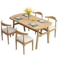 Spot parcel post Dining Table Small Apartment Home Modern Simple Dining Table and Chair Leisure Fast Dining Room Table and Chair Combination Dining Table Rectangular Table