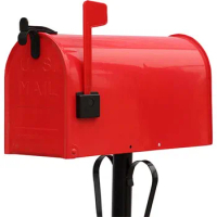 American Style Post-Mount Mailboxes Stand Floor Metal Postbox Outdoor Garden Park Villa Newspaper Letter Box Bucket Letterbox