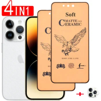 película For iPhone 14 13 Pro Max Matte Frosted iPhone 14Pro 13Pro Screen Protector i Phone 14 Plus Anti-Glare Front Film iPhone-14 Ceramic Soft Glass iPhone14 Accessories iPhone14Pro Lens Back Protector