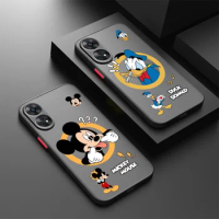 Mickey Mouse Donald Duck Cute Phone Case For OPPO Reno 4 5 6 7 8 F Z T Lite Pro Find X3 X5 F21 K10 TPU Frosted Translucent Cover