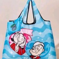 POPEYE X SHEIN 1 Cute Cartoon Character Print Foldable Shopping Bag, Tote Bag, With Small Storage Ba