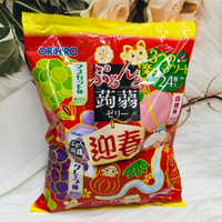 日本 ORIHIRO 迎春 喜氣兔兔版 不沾手果凍 手撕果凍 蒟蒻果凍 3種口味綜合包裝 24個入 葡萄/水蜜桃/白葡萄｜全店$199免運