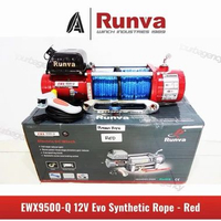 RUNVA EWX9500-Q 12V Evo Winch with Synthetic Rope - Red