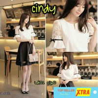 Baju cindy RO Blouse Wanita twiscone kombi brukat putih Kekinian Tiktok shop Fashion Muslim Ramadhan
