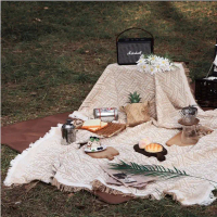 Thảm trải chăn sofa thảm picnic phối ren họa tiết Bắc Âu