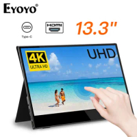 Eyoyo Portable Gaming Monitor 13.3 Inch 4K HDR IPS Touch Screen 1080P Type-C HDMI LCD Display With Shell Used For Second Laptop