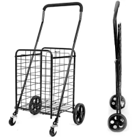 MaxWorks 50545 70 Lb. Capacity Folding Shopping Cart with Swivel Wheels Shopping Cart Shopping Trolley