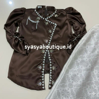 (Umur 1-13thn) HUMAIRAH MIX SONGKET PUTIH SILVER Anak Perempuan Kurung Melayu Malaysia Modern Baju P