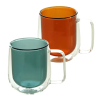 【Just Home】清透雙層耐熱玻璃杯250ml/2入組-有把手(玻璃杯、耐熱玻璃)