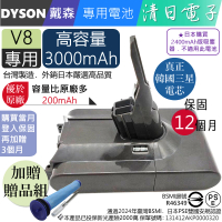 清日電子 Dyson 戴森 V8 SV10 3000mAh 吸塵器專用真台灣製造電池 Absolute Animal fluffy+