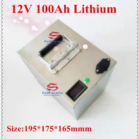 12V 100Ah Battery 12v 100ah Lithium Ion Battery Pack for RV Solar Lamp Solar Storage UPS Solar Power System+10A Charger