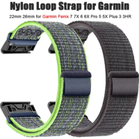 26mm 22mm Nylon strap For Garmin Fenix 7 7X 6 6X Pro 5 5X Plus 3 3HR Quick Fit Bracelet Smartwatch For Forerunner 945 935 Bands