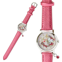 小禮堂 Hello Kitty 皮質錶帶腕錶手錶 皮質手錶 休閒錶 淑女錶 (桃 信封)