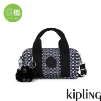 Kipling 經典老花輕巧圓筒手提肩背兩用包-BINA MINI