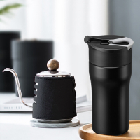 【PO:Selected】丹麥DIY手沖咖啡二件組(手沖咖啡壺-黑/法壓保溫咖啡杯12oz-黑)