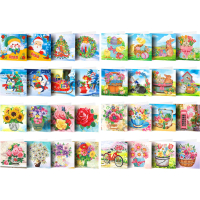 8PCS DIY Diamond Painting Greeting Card Set Xmas Theme Rhinestone Diamond Art Mosaic Postcards for B
