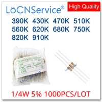 LoCNService 1000PCS/LOT 5% 1/4W 390K 430K 470K 510K 560K 620K 680K 750K 820K 910K Carbon Film Resistor DIP OHM