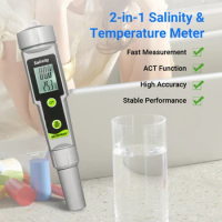 Salinometer Waterproof Salinity Test Pen 2-in-1 Salinity &amp; Temperature Meter Portable Salinity Meter Salimeter Pen Measure Gaug