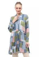 Evernoon Tunik Atasan Wanita Long Sleeves Motif Abstrak Multicolor Relaxed Fit - Motif 4