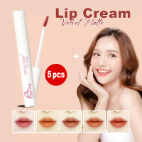 5pcs/Box Lip Matte Lip Cream Waterproof Lipglaze Velvet Matte Tahan Lama Dan Tahan Gloss Lipgloss - 