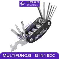 ULTRALIT EDC 15 IN 1 Obeng Set Komplit Multifungsi / Obeng Sepeda Lengkap Serbaguna / Obeng Multifun