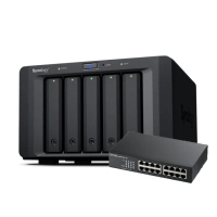 【Synology 群暉科技】搭 16埠 網路交換器 ★ DX517 5Bay NAS 硬碟擴充裝置