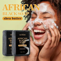 African Black Soap Deep Cleansing Exfoliating Moisturizing Black Soap Acne-Prone Skin Treatment Nourishing Handmade Organic Soap