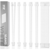 EZDIY-FAB สายถักแต่งคอม 16AWG PSU Cable Extension 6 Cables - All White ทั้งเซ็ต (EZDPR059-11-EZ)