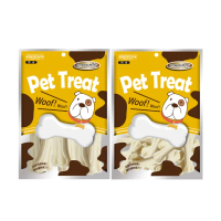 【Armonto 阿曼特】牛奶牛皮壓骨中包裝x2包(寵物零食、狗狗鈣質、犬用點心、狗狗磨牙、耐咬)