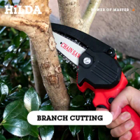 HiLDA tools 4 "one-handed lithium electric chain saw rechargeable cordless mini electric chain saw garden wood saw