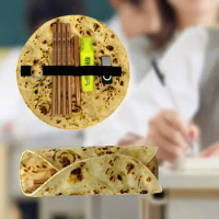 Creative Tortilla Roll Pencil Case Funny Pencil Pouch Portable Pencil Holder Bag For Students School Suppliers Gift