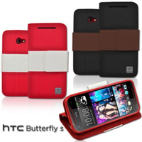 UNIPRO【B010】Metal-Slim HTC Butterfly S 901e 蝴蝶機S 雙色書本站立皮套 真皮手感PU手機殼 內軟