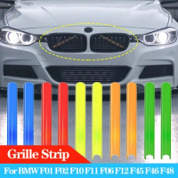 2Pcs Car Strip Sticker Cover Front Grille Trim Strips Car Styling For Bmw F01 F02 F10 F11 F06 F12 F45 F46 F48 X1 5/6/7 Series