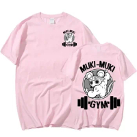 Men Women Japanese Anime Uzui Tengen Print T-shirt Funny Ninja Mice Muki Muki Gym T Shirt Muscular Mouse T-Shirts Tops